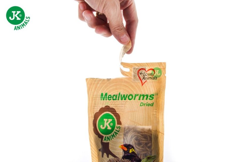 Sušené múčne červy JK Dried Mealworms vo vrecku, 80 g, (Tenebrio Molitor)