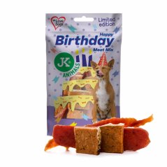 JK ANIMALS, Narodeninový mäsový Mix, kačacie mäso, králičie filety a mäso z lososa, 80 g