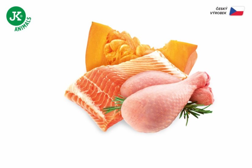 6× 400 g, Sam's Field True Salmon & Chicken with Pumpkin (Sams Field mäsová konzerva)