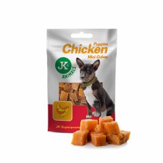 JK Animals sušené kuracie mini kocky pre šteňatá, mini mäsová šteňacia maškrta (Puppies Chicken Mini Cubes Meat Snack) 50 g