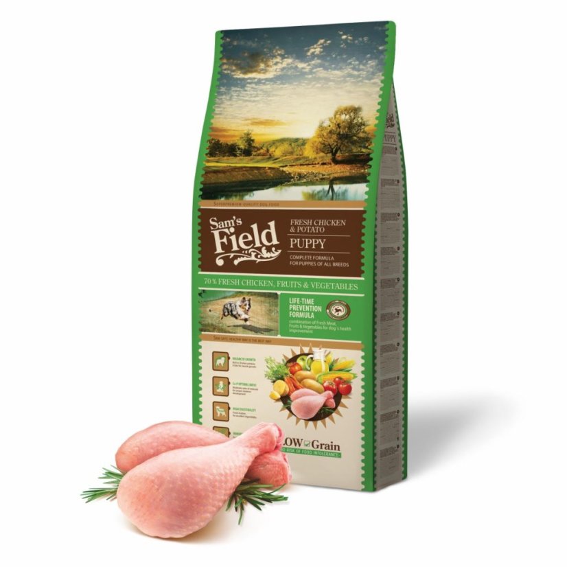 13 kg, Sam's Field Low Grain Puppy Chicken & Potato, superprémiové granule, (Sams Field bez pšenice)