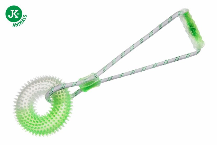 Bavlnené preťahovadlo s pískacím kruhom z TPR gumy, zelené