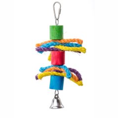 JK drevené valce s povrázky, drevená hračka pre vtáky