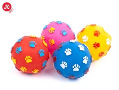 JK ANIMALS Vinylová lopta s labkami, pískacia hračka pre psov, 7,6 cm