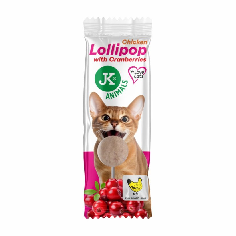 JK ANIMALS kuracie lízatko s brusnicami 1 ks, 1,4 g