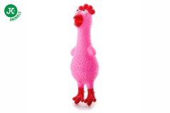 JK ANIMALS Vinylová sliepočka, ružová pískacia hračka pre psov, 18 cm