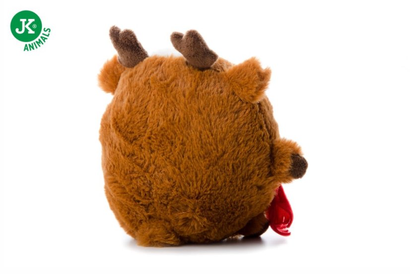 JK ANIMALS, plyšová guľa sob X-Mas, plyšová pískacia vianočná hračka pre psov 19 cm