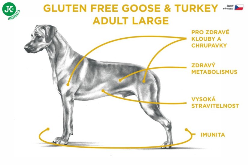 13 kg, Sam's Field Gluten Free Goose & Turkey Adult Large, superprémiové granule, (Sams Field bez lepku)