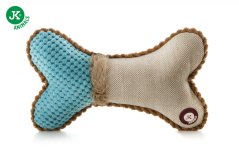 JK ANIMALS, Plyšová kosť, modrá, plyšová pískacia hračka pre psov, veľkosť 24 cm