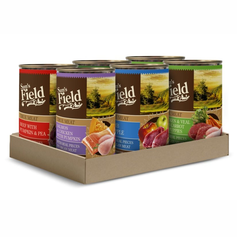 6× 400 g, Sam's Field True Meat Mix (Sams Field mäsová konzerva)
