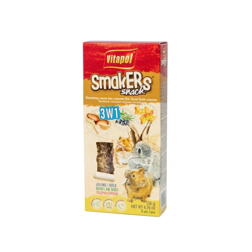 Vitapol - 3 klasy, hlodavec, mix: lesné ovocie, oriešok a popcorn 135 g