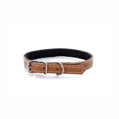 Kožený obojok JK Classic pre psov, 1,2×35 cm, hnedý