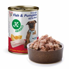 JK Premium Fish & Pumpkin, Paté with Chunks, 60 % Meat, ryba s tekvicou, prémiová konzerva pre psov, 400 g