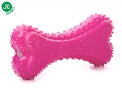 JK ANIMALS, Kosť ružová, pískacia hračka z TPR termoplastickej gumy, veľkosť 12 cm