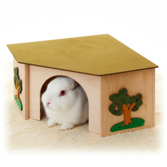 JK ANIMALS Rohový domček pre králiky 27×27×15 cm