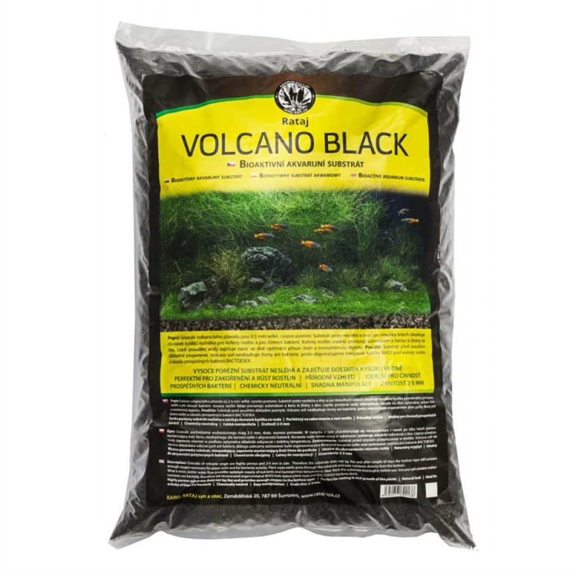 Akvarijný substrát Volcano Black Rataj, čierny, 8l