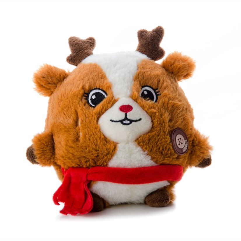 JK ANIMALS, plyšová guľa sob X-Mas, plyšová pískacia vianočná hračka pre psov 19 cm