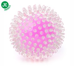 JK ANIMALS, Lopta s pichliačmi ružová, hračka z TPR termoplastickej gumy, veľkosť 9 cm
