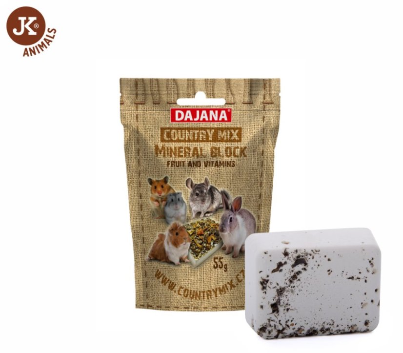 Dajana – COUNTRY MIX, Mineral block fruit & vitamins, ovocný minerálny kameň pre hlodavce 55 g