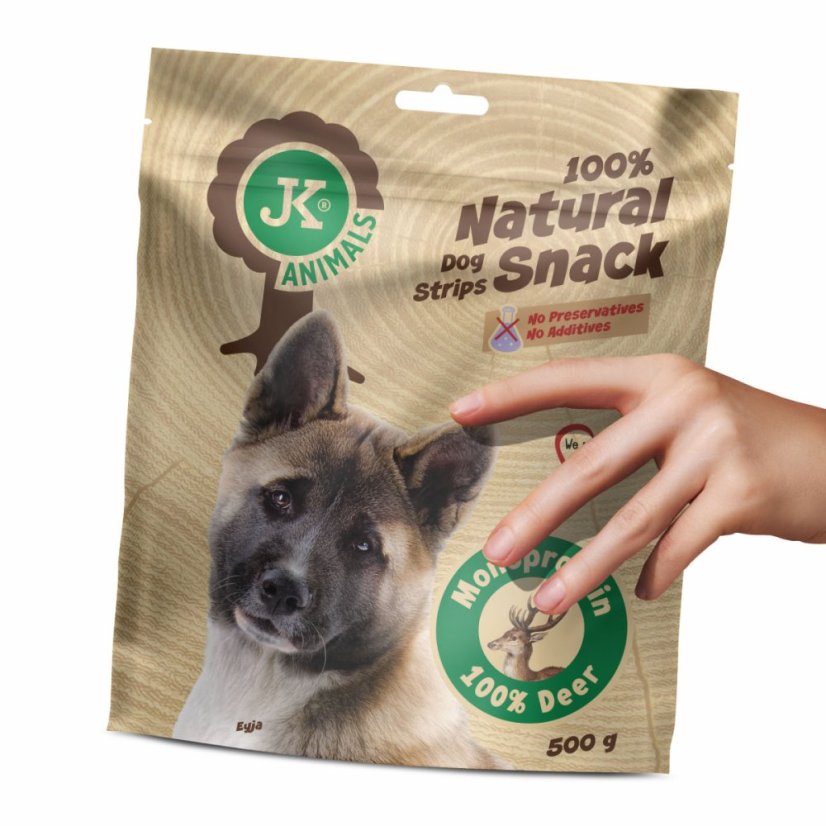 JK ANIMALS 100% Natural Snack, Monoproteín Deer, 100% JELEŇ, 500 g