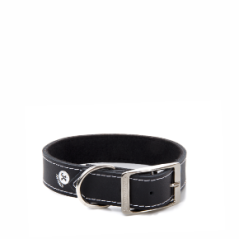 JK Široký kožený obojok LUX 28 mm/50 cm čierny