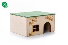JK ANIMALS drevený domček kváder pre škrečky, 13×10×7 cm