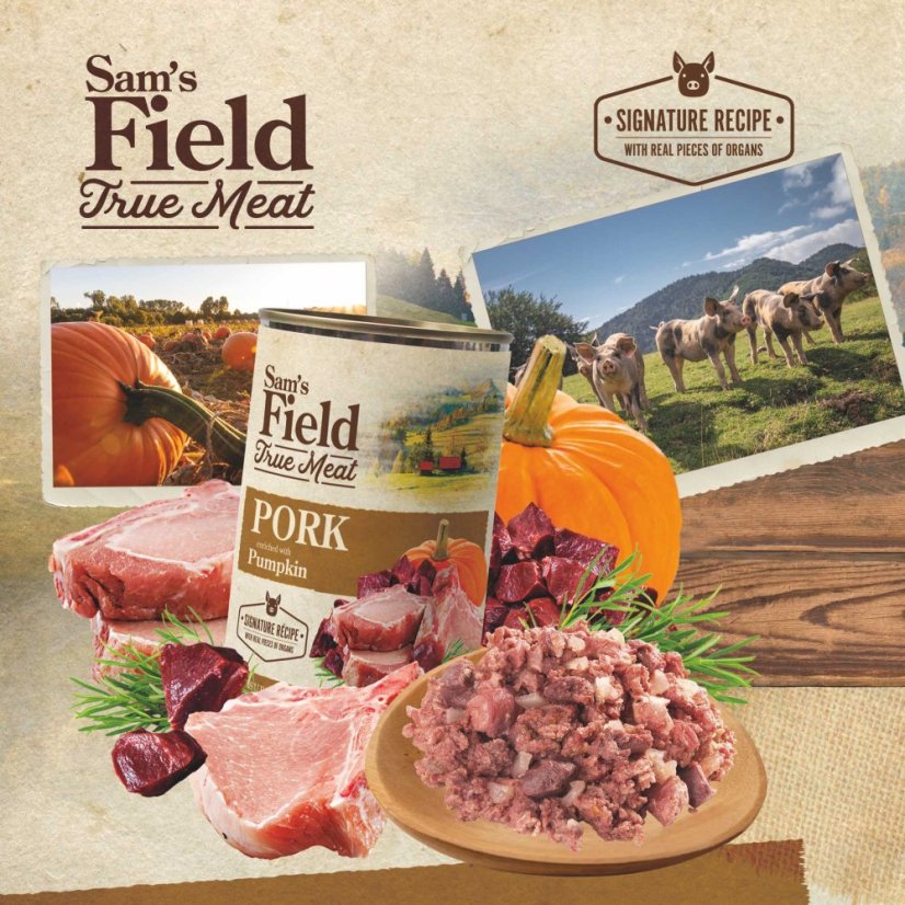 6x 400g, Sam's Field True Pork Meat & Pumpkin, superprémiová konzerva, (Sams Field)