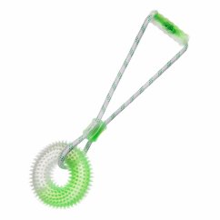 Bavlnené preťahovadlo s pískacím kruhom z TPR gumy, zelené