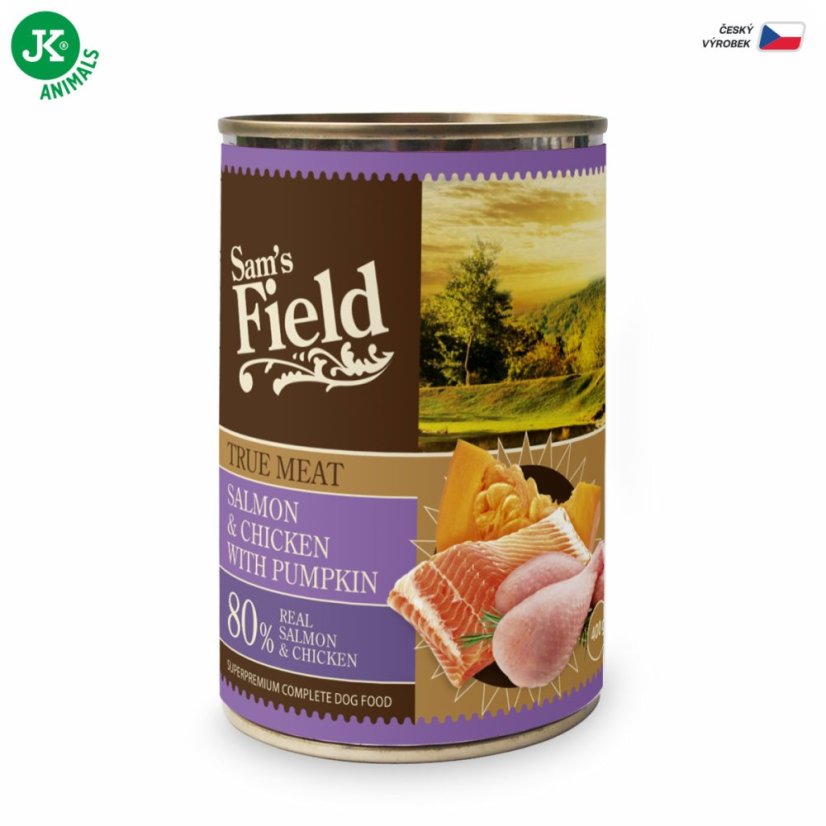 Sam's Field True Salmon & Chicken with Pumpkin, superprémiová konzerva, 400 g (Sams Field)