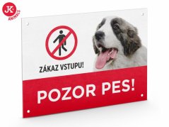 JK ANIMALS Plastová tabuľka na plot "POZOR PES" 209 x 147 mm