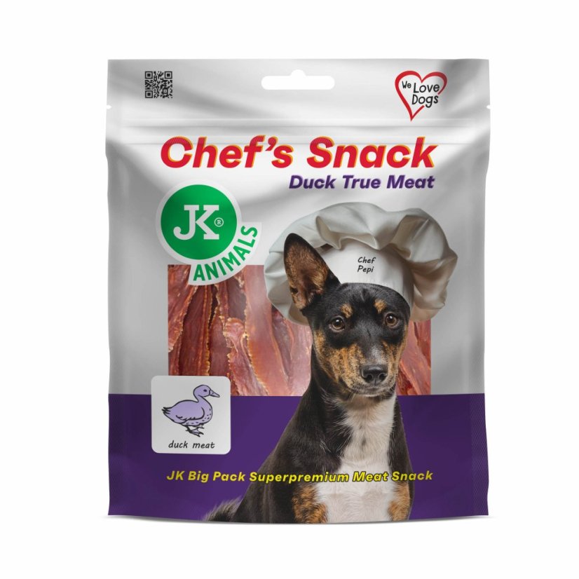 JK ANIMALS Chef's Meat Snack, sušené kačacie filety, 200 g