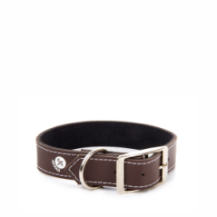 JK Široký kožený obojok LUX 28 mm/50 cm hnedý