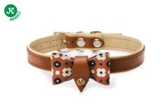 JK ANIMALS kožený obojok s mašľou, hnedý, 1,2×30 cm