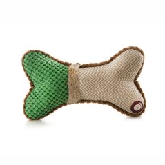 JK ANIMALS, Plyšová kosť, zelená, plyšová pískacia hračka pre psov, veľkosť 24 cm