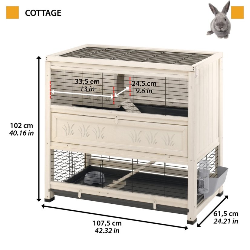 Ferplast COTTAGE drevená klietka pre zajaca 108 x 59 x 102,5 cm