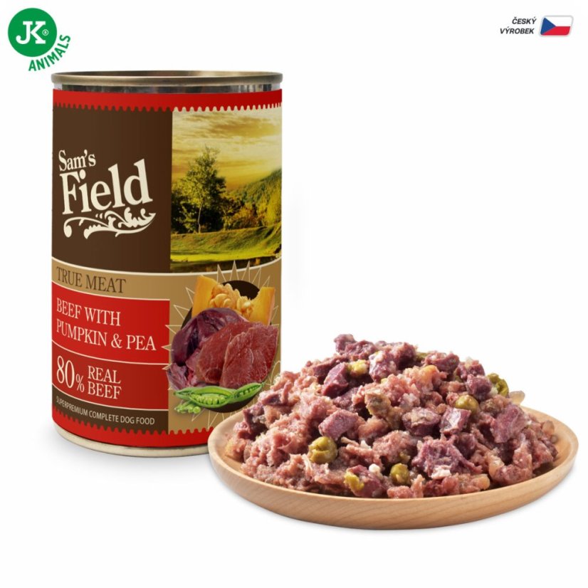 Sam's Field True Beef Meat with Pumpkin & Pea, superprémiová konzerva, 400 g (Sams Field)