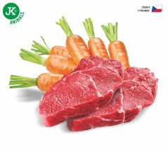 JK Premium Beef & Carrot, Paté with Chunks, 60 % Meat, hovädzie s mrkvou, prémiová konzerva pre psov, 400 g