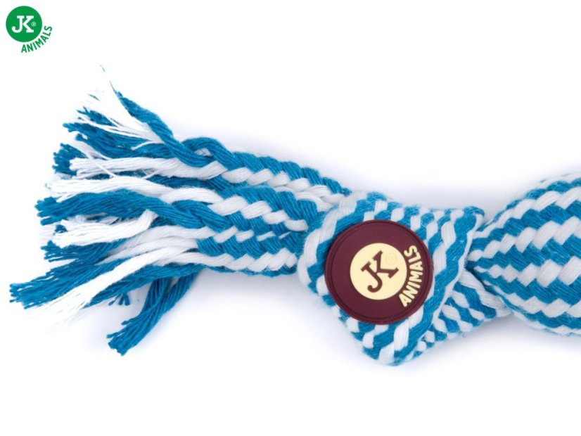 Bavlnený pískacie uzol s TPR loptou, modrý, 33 cm, ideálny pre aktívnu hru