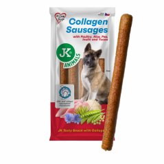 JK ANIMALS, klobásy s hydinou, kolagénom, ryžou, hrachom, inulínom a yuccou, 600 g