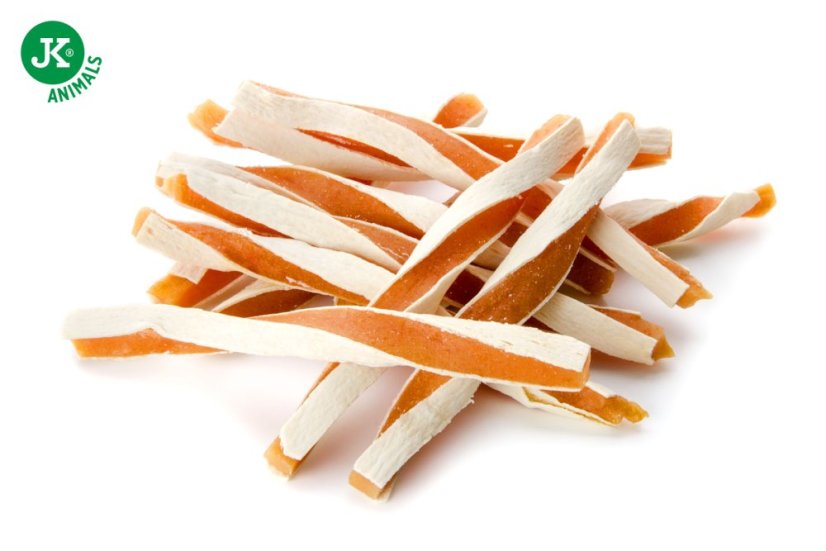 Sušené kuracie prúžky s treskou, 80 g, mäsová maškrta pre psov (Chicken & Cod Strips Meat Snack)