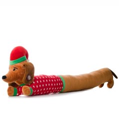 JK ANIMALS, plyšový jazvečík XL X-Mas, extra dlhá plyšová vianočná hračka pre psov 96 cm