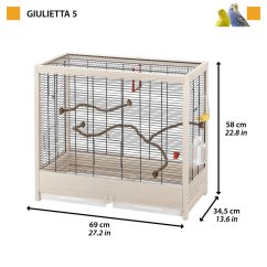 Ferplast GIULIETTA 5 drevená klietka pre vtáky 69 x 34,5 x 58 cm