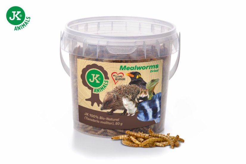 Sušené múčne červy JK Dried Mealworms, 80 g, (Tenebrio Molitor)
