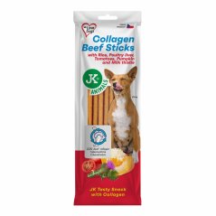 JK ANIMALS Hovädzie tyčinky s kolagénom, kolagénová maškrta pre psov s obsahom 22 % kolagénu, 65 g