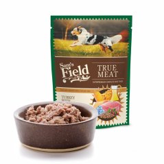 Sam's Field True Meat Turkey with Salmon & Lingonberry, šťavnaté mäsové kapsičky morčacie s lososom a brusnicami pre psov, 260 g (superprémiové kapsičky pre psov)