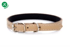 Kožený obojok JK Classic pre psov, 1,4×40 cm, natural, prírodný