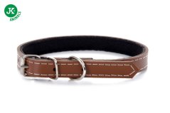 Kožený obojok JK Classic pre psov, 1,4×40 cm, hnedý