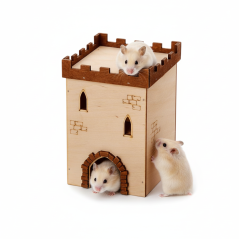 JK ANIMALS Hrad č. 1, drevený domček pre škrečky 9×9×14 cm