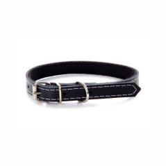 Kožený obojok JK Classic pre psov, 1,4×40 cm, čierny