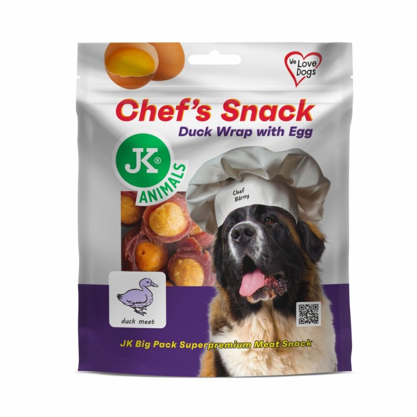 JK ANIMALS Chef's Meat Snack, sušený kačací wrap s vajíčkovými žĺtkami 200 g